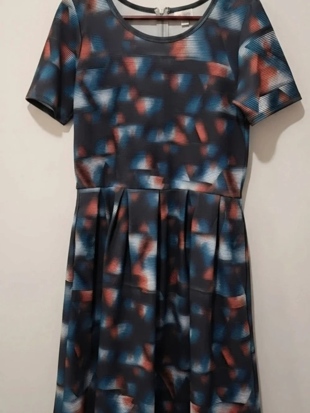 LuLaRoe Girls Short Sleeve Dress in Black with Blue and Red Print